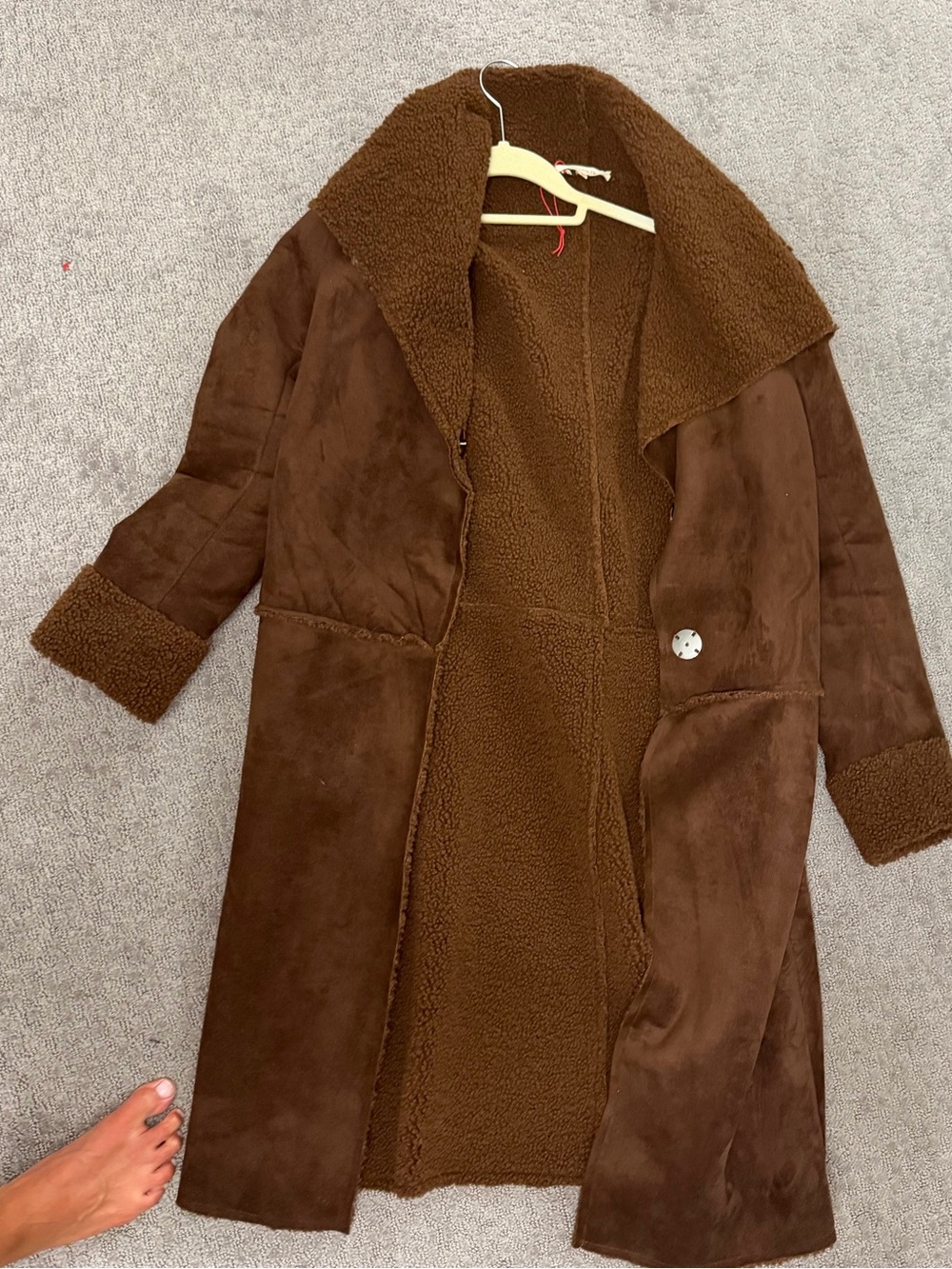 Women's Brown Faux Shearling Long Coat
